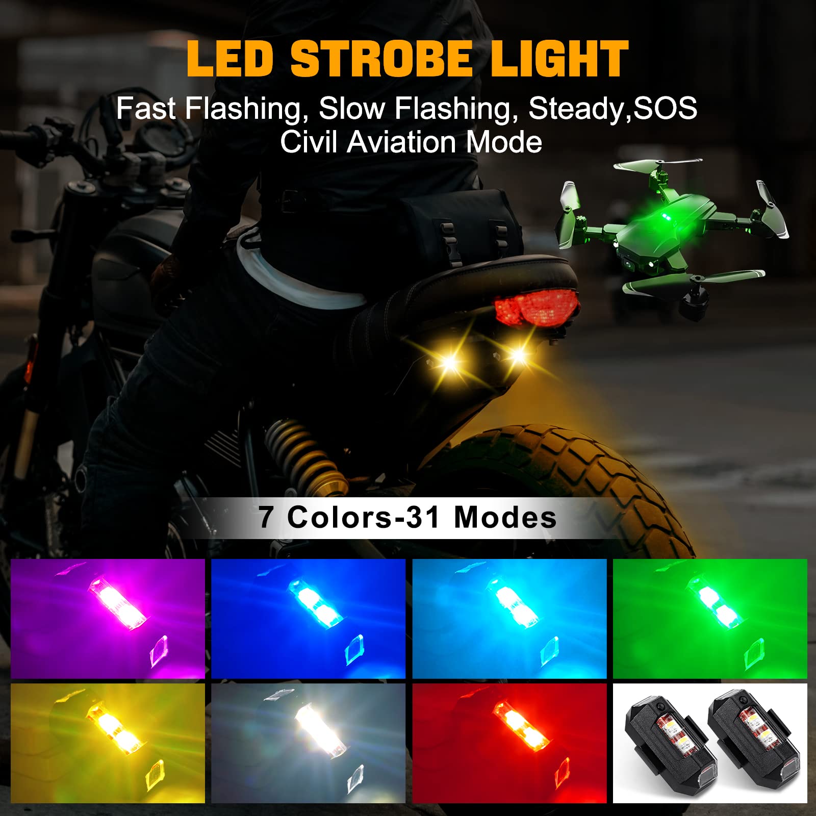 Motorcycle Lights Drone Strobe - Drone Led Light のレビューと価格